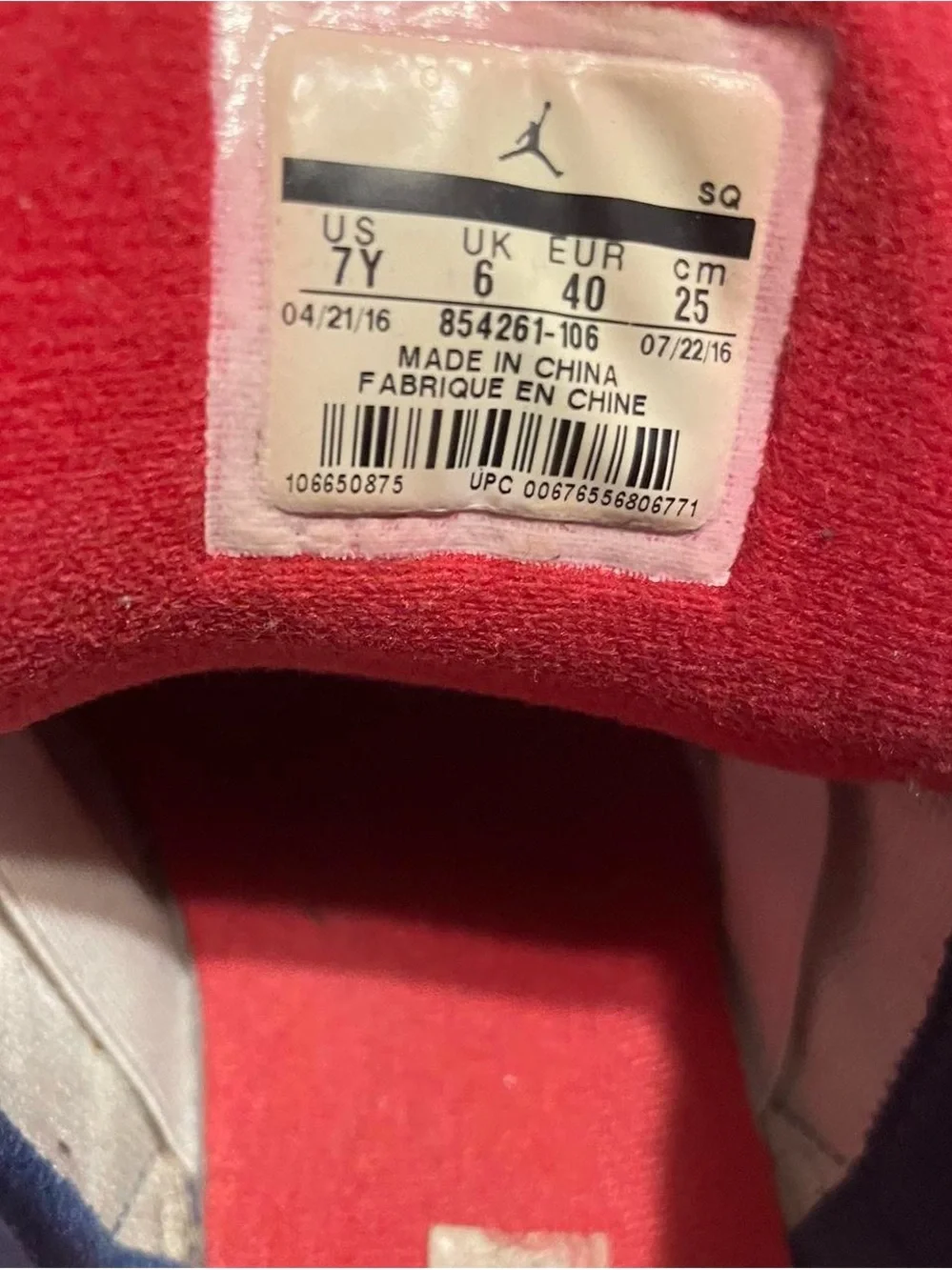 Jordan White Navy Red Elephant Print Sneakers